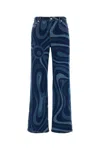 Pucci Modern Flared Denim Jeans With Swirling Pattern In Blue
