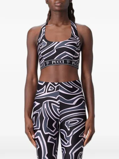 Pucci Printed Stretch-fabric Top In Black