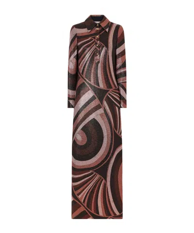 Pucci Printed Stretch-jersey Maxi Dress In Brown
