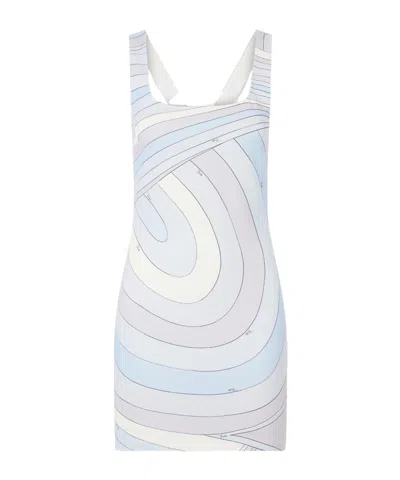 Pucci Printed Stretch-jersey Mini Dress In Blue