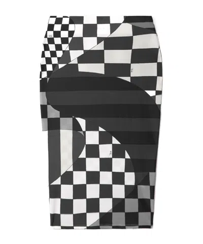 Pucci Printed Stretch-jersey Skirt In Black