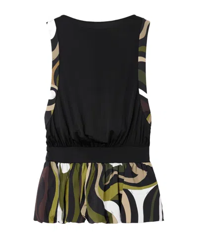 Pucci Printed Stretch-satin Jersey Mini Dress In Black