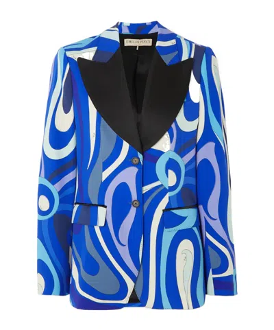 Pucci Printed Suit Jacket In Blue