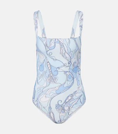 Pucci Printed Swimsuit In Blue