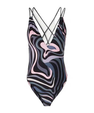 Pucci Printed Swimsuit In Black