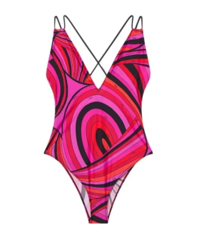 Pucci Printed Swimsuit In Pink