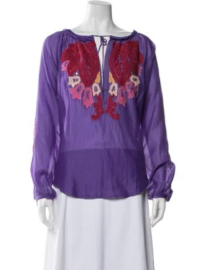 Pre-owned Pucci Printed Tie Neck Top In Purple
