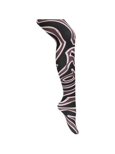 Pucci Printed Tights In Brown