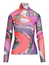 Pucci Abstract-print Turtleneck Sheer Top Clothing In Multi