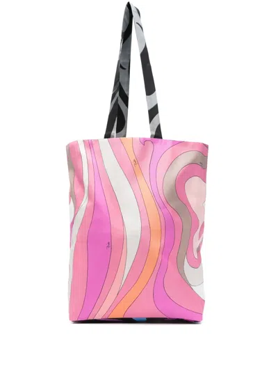 Pucci Printed Tote Bag In Pink