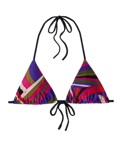 Pucci Printed Triangle Bikini Top In Multi