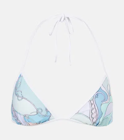 Pucci Printed Triangle Bikini Top In Multicoloured