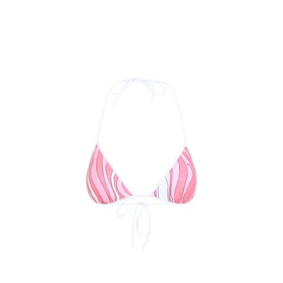 Pucci Printed Triangle Bikini Top In Pink