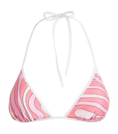 Pucci Printed Triangle Bikini Top In Pink