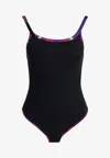 Pucci One-piece Swimsuit With Printed Edges Swimwear Black In Black