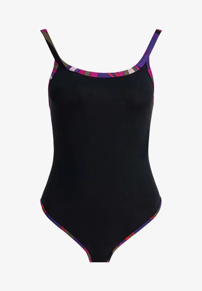 PUCCI PRINTED TRIMS ONE-PIECE SWIMSUIT