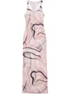 Pucci Beige Printed Tulle Long Dress In Powder
