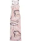 Pucci Beige Printed Tulle Long Dress In Powder