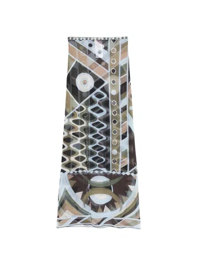 Pucci Printed Tulle Skirt In Blue