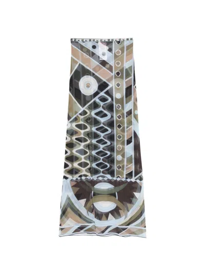 Pucci Printed Tulle Skirt In Blue