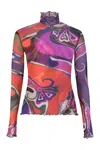 Pucci Long-sleeved Tulle Top In Multi