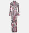Pucci Printed Tulle-trimmed Jersey Maxi Dress In Multi