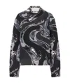 Pucci Orchidee Print High-neck Wool Sweater In Black