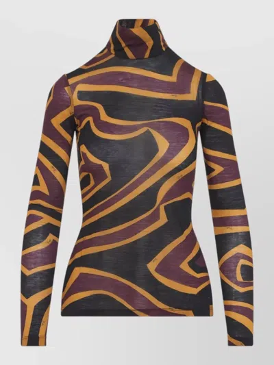 Pucci Printed Turtleneck Long-sleeve Top In Multi