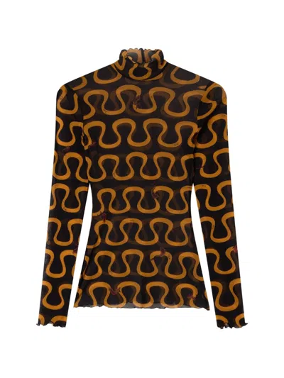 Pucci Printed Turtle-neck Sweater In Red