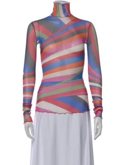 Pre-owned Pucci Printed Turtleneck Top In Multi