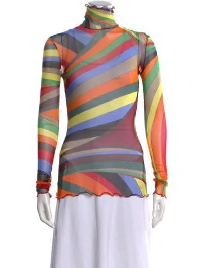 Pre-owned Pucci Printed Turtleneck Top W/ Tags In Multi