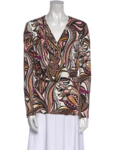 Pre-owned Pucci Printed V-neck Blouse In Pink