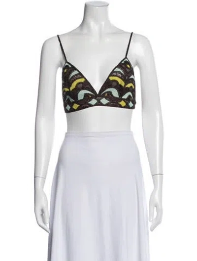 Pre-owned Pucci Printed V-neck Sports Bra In Green