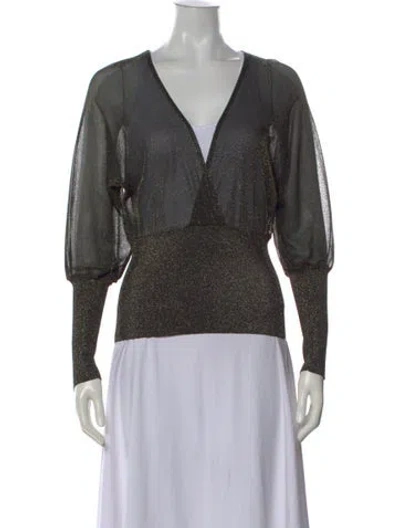 Pre-owned Pucci Printed V-neck Top In Black