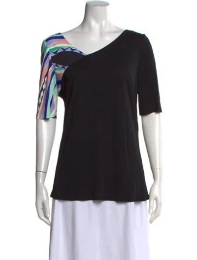 Pre-owned Pucci Printed V-neck Top In Black