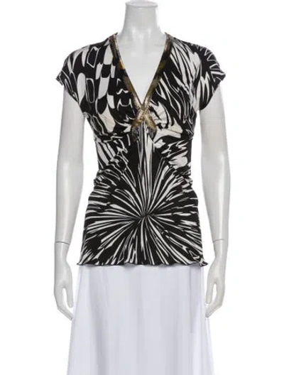 Pre-owned Pucci Printed V-neck Top In Gray