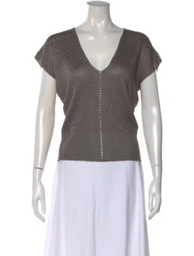 Pre-owned Pucci Printed V-neck Top In Gray