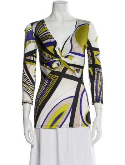 Pre-owned Pucci Printed V-neck Top In Pink