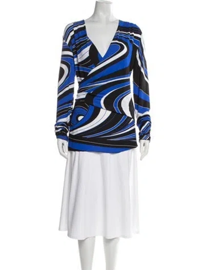 Pre-owned Pucci Printed V-neck Top In White