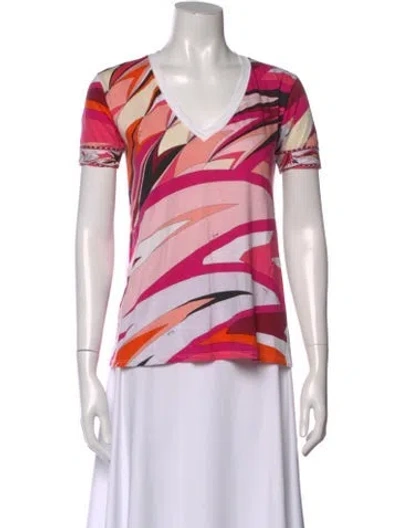 Pre-owned Pucci Printed V-neck T-shirt In Multi