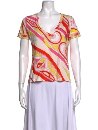 Pre-owned Pucci Printed V-neck T-shirt In Pink