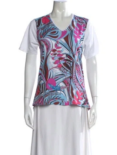 Pre-owned Pucci Printed V-neck T-shirt In White