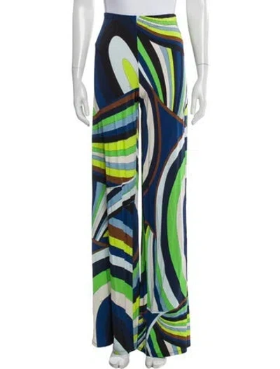 Pre-owned Pucci Printed Wide Leg Pants In Blue