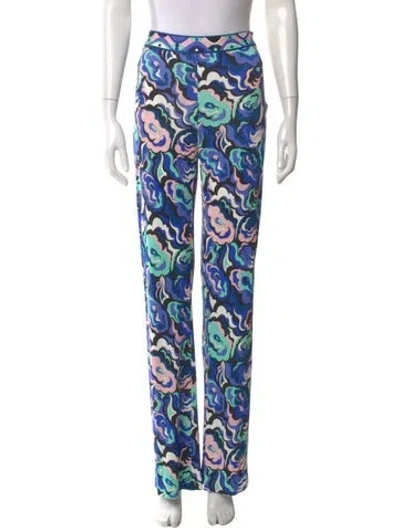 Pre-owned Pucci Printed Wide Leg Pants In Blue