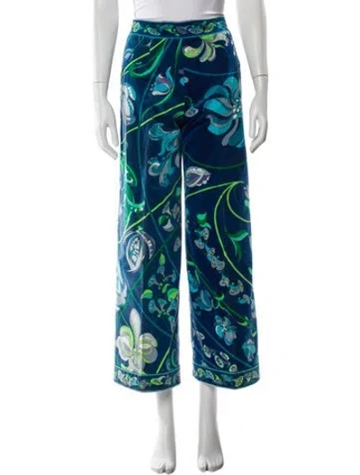 Pre-owned Pucci Printed Wide Leg Pants In Blue