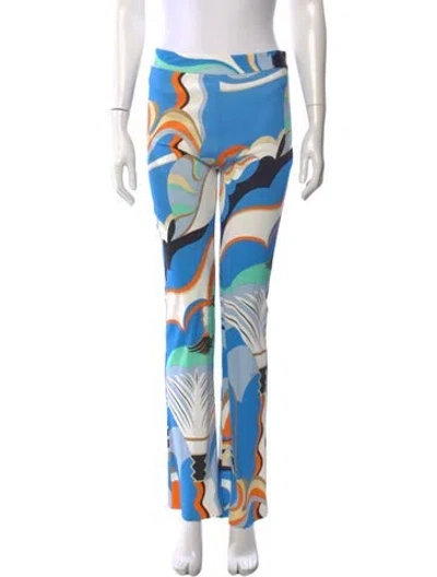 Pre-owned Pucci Printed Wide Leg Pants In Blue