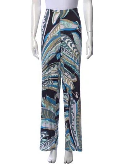 Pre-owned Pucci Printed Wide Leg Pants In Blue