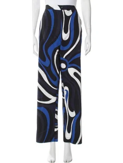 Pre-owned Pucci Printed Wide Leg Pants In Blue