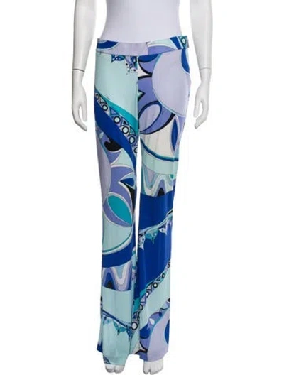 Pre-owned Pucci Printed Wide Leg Pants In Blue