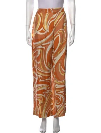 Pre-owned Pucci Printed Wide Leg Pants In Orange
